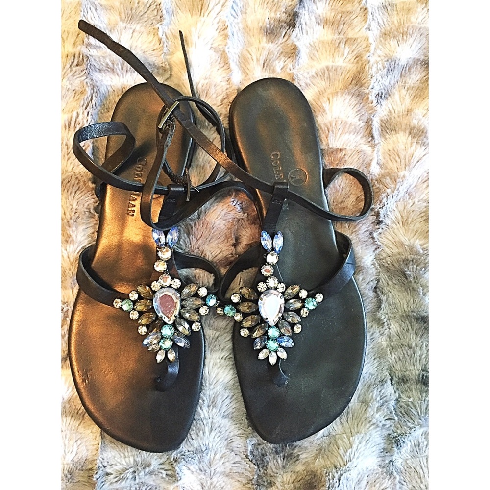 Cole Haan Jeweled Sandals - BROWN & BLACK